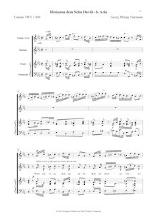 Partition , Aria, Cantate Hosianna dem Sohne David, Telemann, Georg Philipp par Georg Philipp Telemann