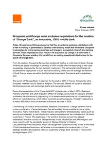 Orange Bank - Groupama : communiqué 