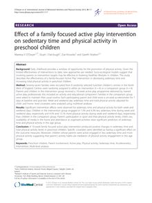 Effect of a family focused active play intervention on sedentary time and physical activity in preschool children