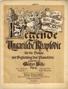 Partition couverture couleur, Legende et Ungarische Rhapsodie, Op.4