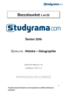 Corrige BACES Histoire géographie 2016 