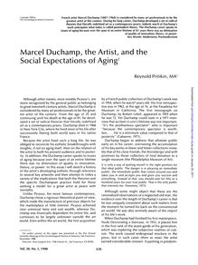 Marcel Duchamp, the Artist, and the Social Expectations of Aging