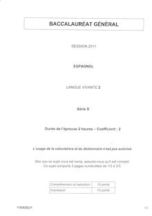 Sujet du bac S 2011: Espagnol LV2