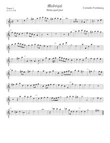 Partition ténor viole de gambe 1, octave aigu clef, madrigaux pour 5 voix par  Cornelio Verdonch par Cornelio Verdonch
