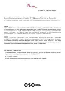 La collectivisation du cheptel OVIN dans l est de la Géorgie - article ; n°3 ; vol.35, pg 683-701