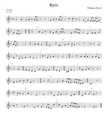Partition viole de gambe aigue, Mass pour Three voix, Byrd, William