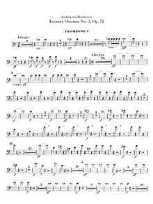 Partition Trombone 1, 2, 3, Leonora Overture No. 3, C major, Beethoven, Ludwig van