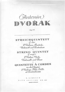 Partition Title Page, Foreword, corde quintette No.2 en G major, Op.77