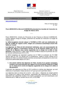 Communiqué des ministères de Bercy sur le budget 2013
