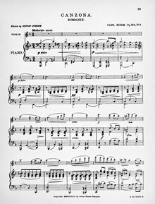 Partition No., Canzona (Romanze), 23 pièces pour violon et Piano
