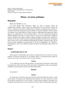 Platon, six textes politiques