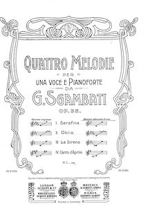 Partition complète  (Edizione abbassata di tono), 4 Mélodies