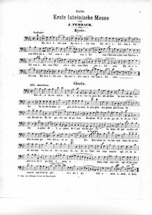 Partition Basso , partie, Lateinische Messe No.1 en E-flat Major
