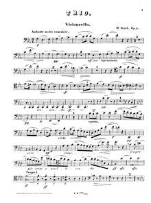 Partition de violoncelle, Piano Trio, C minor, Bruch, Max
