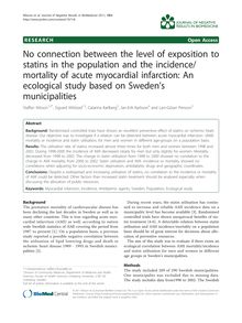 No connection between the level of exposition to statins in the population and the incidence/mortality of acute myocardial infarction: An ecological study based on Sweden s municipalities