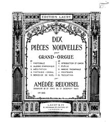 Partition , Élégie, Dix pièces nouvelles pour grand-orgue, Op.180