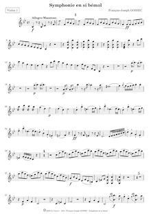 Partition violons I, Symphonie No.1, B♭ major, Gossec, François Joseph par François Joseph Gossec