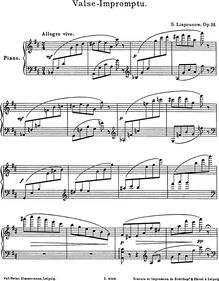 Partition complète, Valse-Impromptu No.1, Op.23, Lyapunov, Sergey