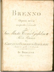 Partition Act 1, Brennus, Reichardt, Johann Friedrich
