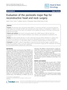 Evaluation of the pectoralis major flap for reconstructive head and neck surgery