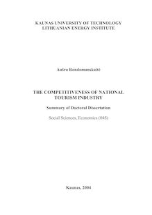 Šalies turizmo pramonės konkurencingumas ; The competitiveness of national tourism industry