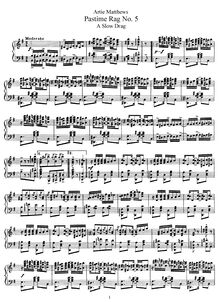 Partition complète, Pastime Rag No.5, E minor, Matthews, Artie