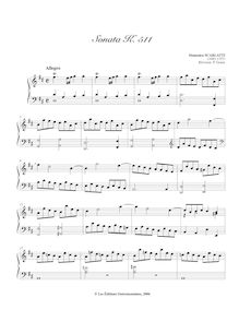 Partition Sonata, K.511, 55 clavier sonates, Keyboard, Scarlatti, Domenico