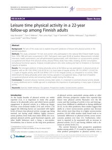 Leisure time physical activity in a 22-year follow-up among Finnish adults