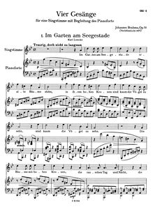 Partition complète (scan), 4 chansons, 4 Gesänge, Brahms, Johannes