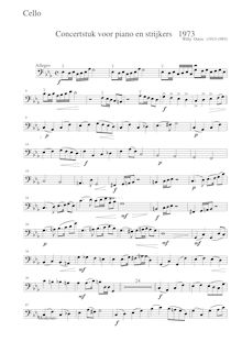 Partition violoncelles, Concertstuk piano en strijkers, Ostijn, Willy