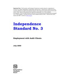 Indepedence Standard Board Standard No. 3, Employment with Audit  Clients