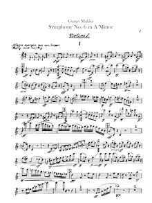 Partition violons I, Symphony No.6, Tragische ( Tragic ), Mahler, Gustav