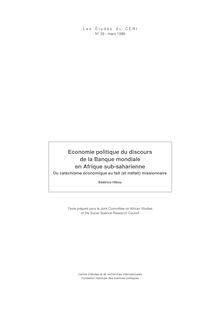 Economie politique du discours de la banque mondiale en afrique