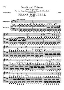 Partition complète, Original key, Nacht und Träume, D.827 (Op.43 No.2)