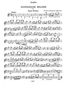 Partition flûte , partie, Schwedische Melodie, Wilhelmj, August