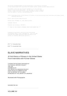 Slave Narratives: a Folk History of Slavery in the United States - From Interviews with Former Slaves - Tennessee Narratives