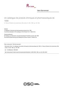 Un catalogue de produits chimiques et pharmaceutiques de 1906 - article ; n°294 ; vol.80, pg 301-306