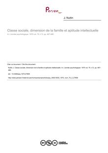 Classe sociale, dimension de la famille et aptitude intellectuelle - article ; n°2 ; vol.70, pg 467-485