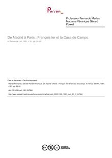 De Madrid à Paris : François Ier et la Casa de Campo - article ; n°1 ; vol.91, pg 26-35