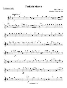 Partition clarinette 1 (B♭), Marcia turchesca, Turkish March, C major par Michael Haydn