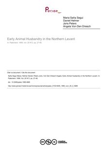 Early Animal Husbandry in the Northern Levant - article ; n°2 ; vol.25, pg 27-48