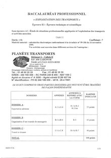 Bacpro transports epreuve technique et scientifique 2006