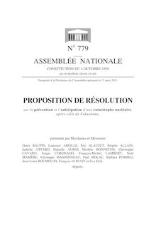 Proposition de résolution sur la prévention et l’anticipation d’une catastrophe nucléaire 