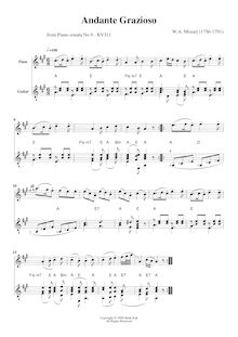 Partition Simplified Version, Piano Sonata No.9, D major, Mozart, Wolfgang Amadeus