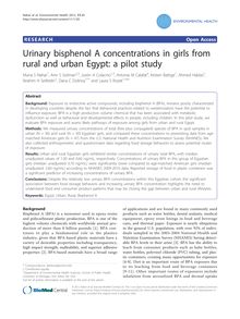 Urinary bisphenol A concentrations in girls from rural and urban Egypt: a pilot study