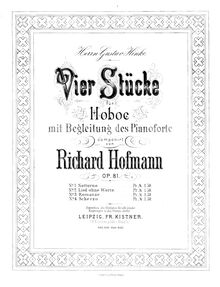 Partition hautbois , partie, 4 Stücke für hautbois und Piano, Hofmann, Richard par Richard Hofmann