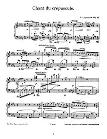 Partition complète, Chant du crépuscle, Op.22, Lyapunov, Sergey