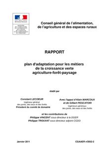 Plan d adaptation pour les métiers de la croissance verte agriculture-forêt-paysage