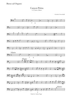 Partition Basso ad organo, Canzon Prima à , Canto e Basso, Frescobaldi, Girolamo