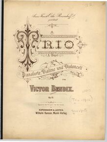Partition couverture couleur, Piano Trio, A Major, Bendix, Victor